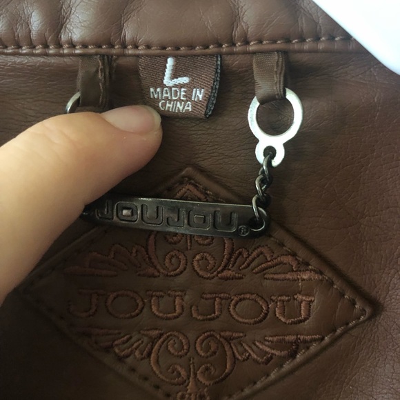 Jou Jou Faux Brown Leather Moto Jacket - Picture 4 of 8